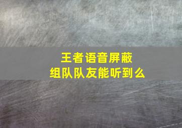 王者语音屏蔽 组队队友能听到么